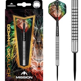 Mission Darts Dominik Grullich Darts Set | Steel Tip | 95% Tungsten | Silver & Black Barrel Rings | Multiple (21.5, Grams)