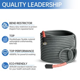 AURORA CAR Pressure Washer Hose 50FT 1/4", Kink Resistant Power Washer Hose Compatible with M22 Fittings, Replacement For Most Brand Pressure Washers, 4000 PSI, Grey