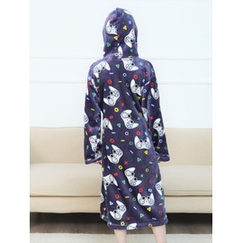 Doctor Unicorn Boys Soft Hooded Bathrobe Kids Warm Gamer Fleece Robe Sleepwear (Navy Gamer - 5-6 Years)