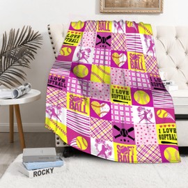 Softball Blanket Softball Blanket Gifts for Girls Teenager Team Softball Lover/Player Gifts Super Soft Flannel Blanket Throw for Sofa Couch |Plush Warm Bed Home Decor,40"x50"for Kids/Baby