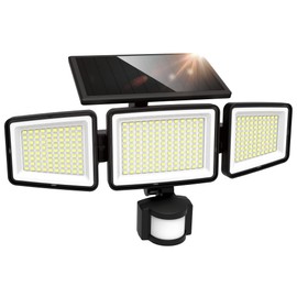 UME Solar Outdoor Lights 302 LED 3000LM, IP65 Waterproof Motion Sensor Outdoor Lights, 3 Heads Solar Security Flood Lights 270 Wide Lighting Angle with 3 Modes for Garden Patio Yard