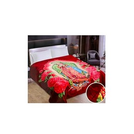 Soft Blanket Queen Size 76” x 82” Fleece Embossed Blanket - 1 Ply Reversible Silky Soft Plush Warm Blanket for Winter All Seasons Home Bedding (Our Lady of Guadalupe)