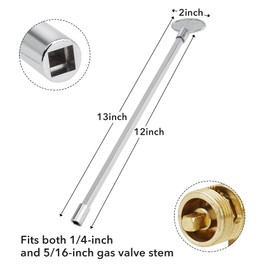 Stanbroil Universal 12-Inch Gas Valve Key, Fits 1/4" and 5/16" Turn Ball Valve for Gas Fire Pits and Fireplaces, Polished Chrome