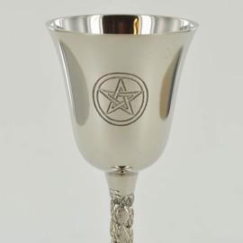 Silver Goblet with Magic Symbol Pentagram for Neopaganism Wicca Gifts & Ritual Decor