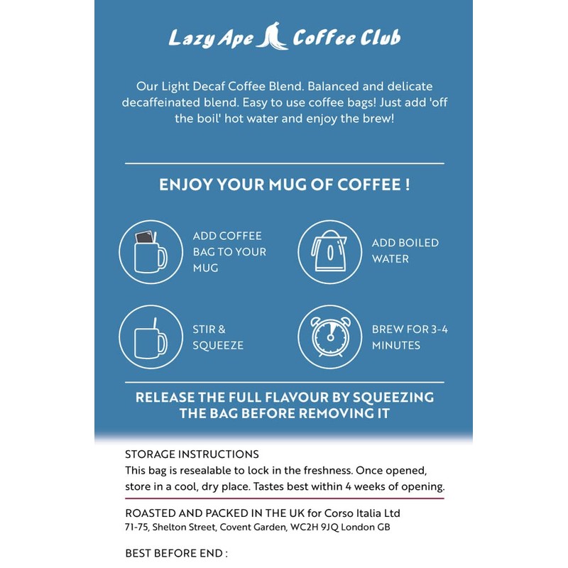 Lazy Ape Coffee Club - 50 Coffee Bags | LIGHT