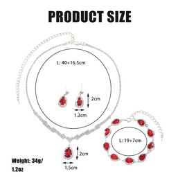 FDEETY Jewellery Sets for Women Fashion Jewellery Set Made of Silver-Plated Gemstone Pendant Necklace Earrings Stud Earrings Set Gift for Woman, Alloy Steel