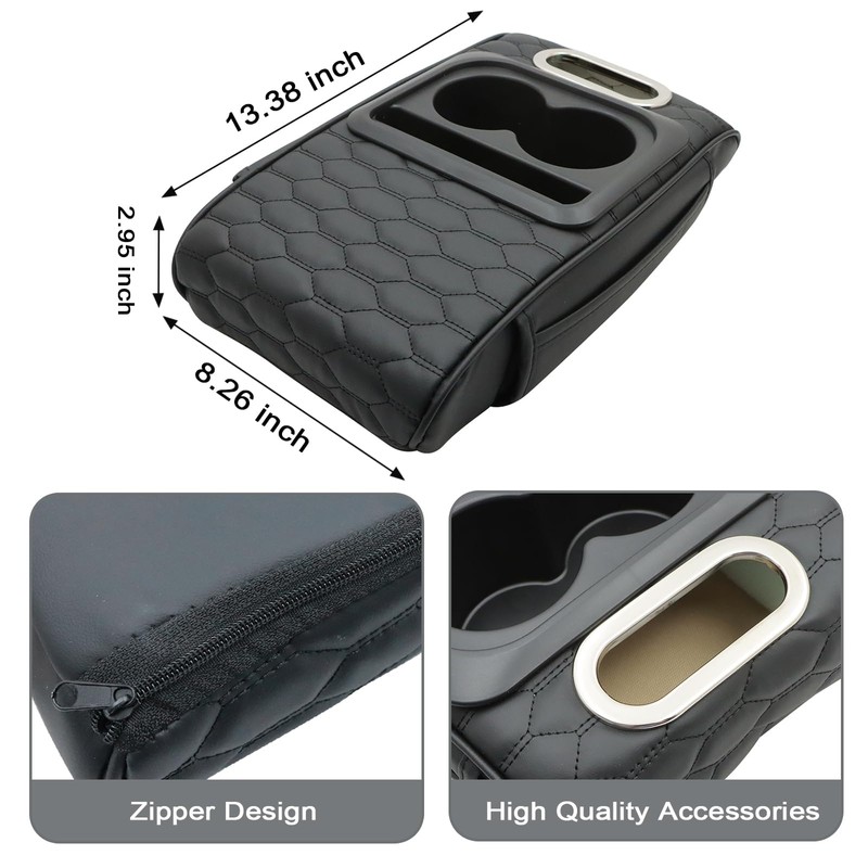 Priprilod Black Car Center Console Armrest Pillow, Memory Foam with