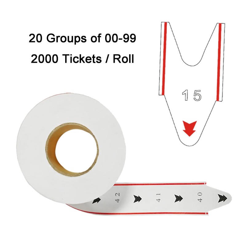 White Take A Number Tickets Two-Digit Turn-O-Matic Queue Roll 2000