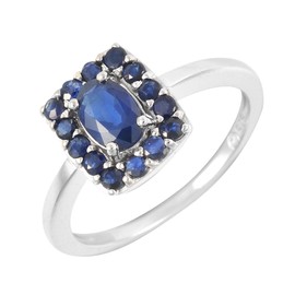 Ivy Gems Sterling Silver Oval Cut Midnight Blue Sapphire Ring - Size Q