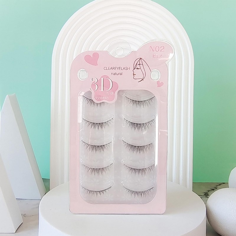CLEAREYELASH Natural False Eyelashes, Natural 3D Eyelashes, 5 Pairs (N02