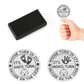 PEUTIER New Parents Decision Coin, Double Sided Funny Decision Flip Coin with Gift Box, New Baby Gift for Parent Mummy Daddy Pregnancy Women First Time to be Mom Dad Christmas Birthday Present