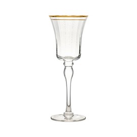 10 Strawberry Street Kate White Wine Glass, 9 oz, Gold Rim