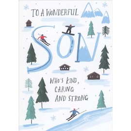 Sellers Publishing RSVP Skiers and Snowboarders: Kind, Caring and Strong Christmas Card for Son