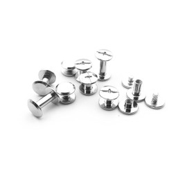 Julyun 50 Sets Metal Snap Rivets Chicago Screw 4MM Length,Slotted Cross Head Stud Nail Rivets, Chicago Button for DIY Planner, Leather Decoration, Bookbinding