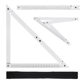 Meticuloso Folding Triangle Ruler 23.4inchs, Aluminum Framing Square Carpentry Squares Construction Framing Tool Collapsible Square Right Angle Ruler