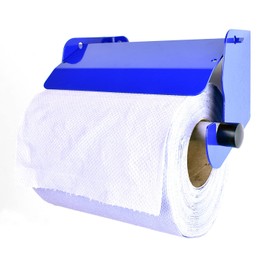 MegaMaxx Heavy Duty Metal Wall Mounted Paper Towel Holder for Blue Roll - Factory Dispenser with Tissue Roll Brake for Cleaning Restroom, Sanitation, Office, and Kitchen (Blue)