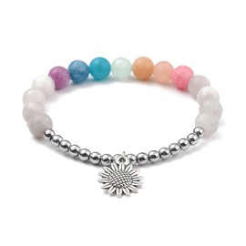 Hemasa Natural White Jade Beads with Non Magentic Beads Bracelet for Girls/Woman