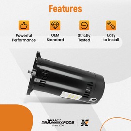 maXpeedingrods UST1152 1.5HP Single Speed Swimming Pool Pump Motor, 115/230 V, 3450 RPM, for Pentair Sta-Rite Dura-Glas; for Century (A.O. Smith), for Hayward Super Pump MaxFlo, for Super II Motor