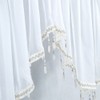 ANCLLO 3 Panels White Crushed Texture Sheer Voile Beaded Rod