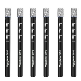 Mgtgbao 6pc 3/16 Black Dry Diamond Drill Bits Set 5mm Core Drill Bit for Granite Ceramic Marble Tile Stone Glass Hard Materials (not for Wood), Round Shank with Storage Case