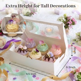 VGOODALL 6 Count Cupcake Boxes, 6 PCS Cupcake Containers with Window