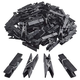 BronaGrand Plastic Mini Clips, 100pcs Mini Plastic Clips Black Photo Clips Small Clothes Pins Paper Pegs for Photos Pictures Paper Socks Office Home Arts DIY Crafts Decoration, 35x7x10mm