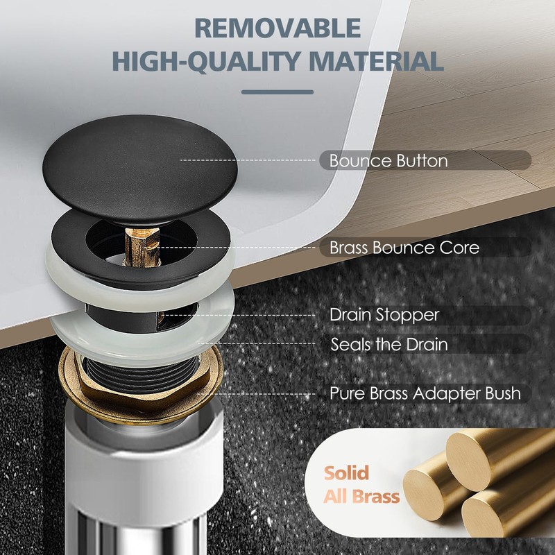 UZLEZ Brass Freestanding Tub Drain, Pop Up Freestanding Tub Drain