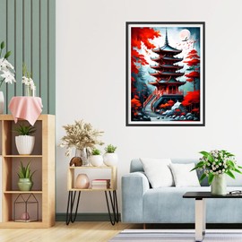 QQYRHN 5D Architecture Diamond Painting Kit for Adults Beginners Pagoda Diamond Art Kits Complete DIY Chinese Style Diamond Embroidery Set Perfect for Relaxation and Decoration 30 x 40 cm