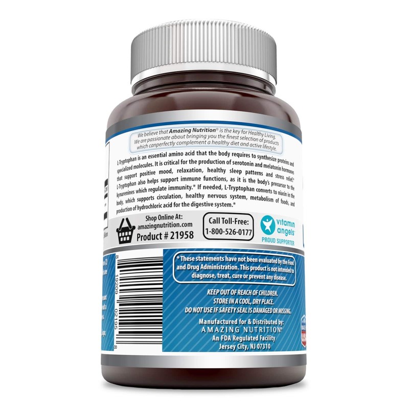 Amazing Formulas L-Tryptophan 1000mg Tablets Supplement | Non-GMO | Gluten