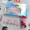 24Pcs Short Square Valentines Press on Nails Red Love Heart