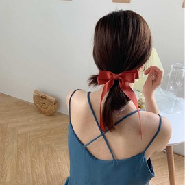 Yheakne Silk Hair Bobbles Bows Satin Scrunchies Bow Elastic Hair Bands for Women Girls (Red)