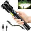 ANKRA Linternas de alto lúmenes de 9000 lúmenes, recargables con luz de trabajo COB, linterna LED súper brillante, con zoom y 14 modos y linterna táctica impermeable para emergencias, campamento