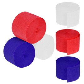 jiebor Streamers Crepe Paper 492 Ft 6 Rolls for Patriotic 4th of July Bachelorette Party Wedding Bridal Shower Birthday Home Office Door Wall Decorations Flower Making (red,white,blue)
