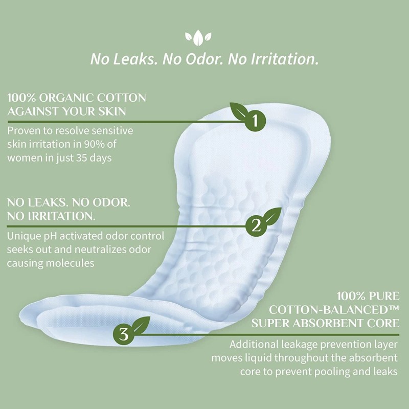 Organyc Organic Cotton Pads for Bladder Leaks Ultra Absorbent 20