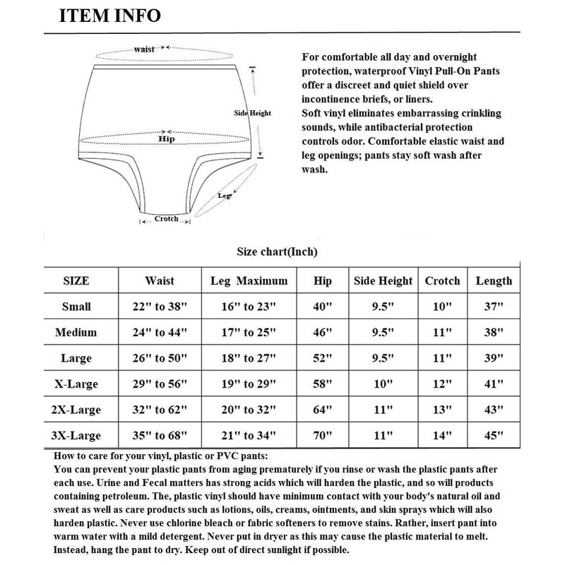 Haian Adult Incontinence Pull-on Plastic Pants 3 Pack (3X-Large, Transparent
