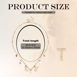 Mikovivi Initial Charm Necklace Gold for Women, Western Cowgirl Letter Pendant Necklace Cowboy Boots Hat Trendy Paperclip Chain Necklace Jewelry Gift (T)