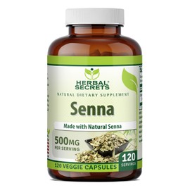Herbal Secrets Suplemento De Senna | 500 Mg | 120 Cápsulas Vegetarianas | Hecho Con Senna Natural | Sin Ogm | Sin Gluten | Hecho En Usa