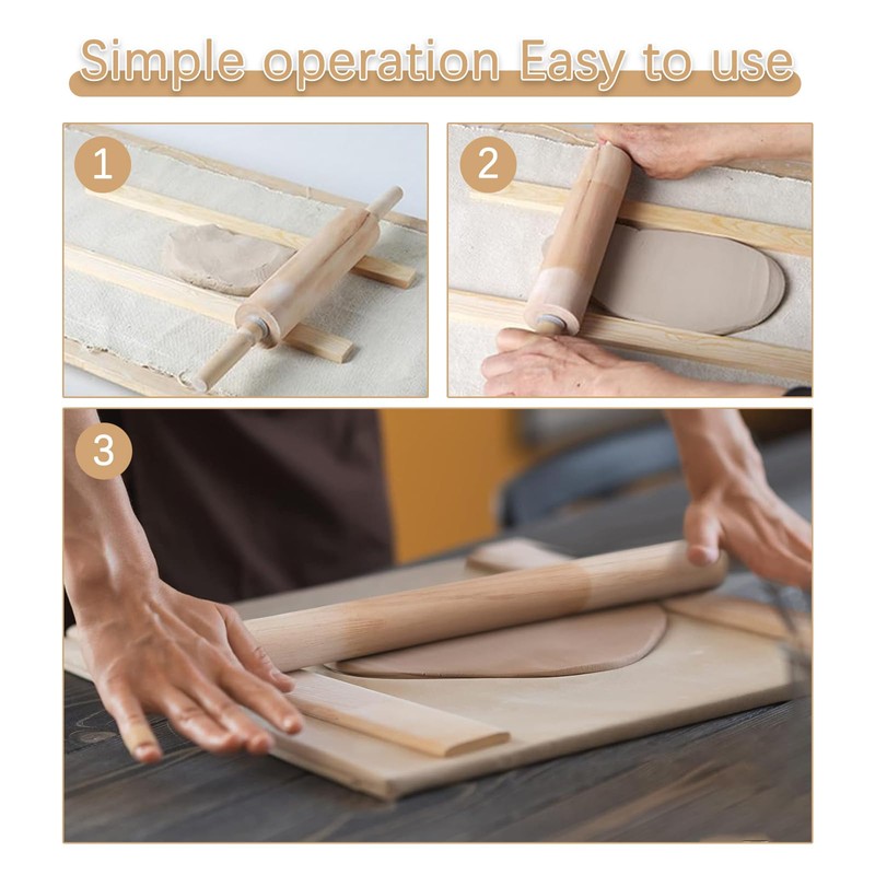 Belligern 10 Pack Pottery Rolling Pin Guides, 5 Sizes Wooden