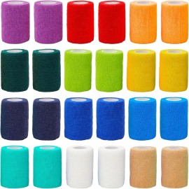Juvale 24 Rolls Self-Adhesive Bandage Wrap, 3" x 5 Yards, Stretch Cohesive Medical & Ve