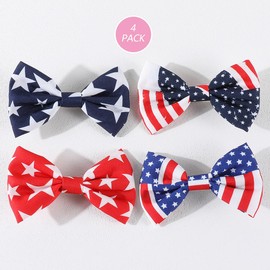 4pcs Red White Blue Hair Clip July Fourth Patriotic Hair Bow Flag Hair Accessories for Girls Women Toddler 4th of July Star Stripe Hairs Bow Hairpin Parade Accessories TSFJ95 (Set B)