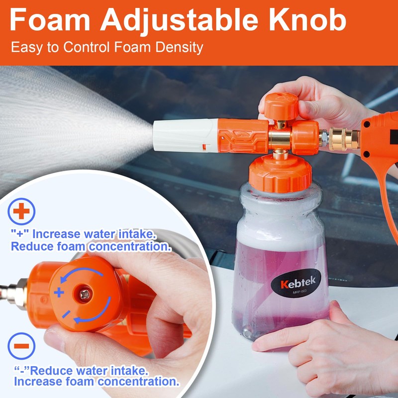Kebtek Snow Foam Lance 1/4" Quick Connect Car Wash Adjustable
