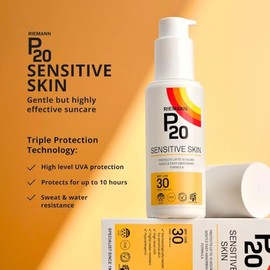 RIEMANN P20 RIEMANN P20 SPF30 Sensitive Sun Cream 100ml, High Level UVA Protection for up to 10 Hours, Allergy Certification, Water Resistant, Durable & Long Lasting, Sweat Resistant