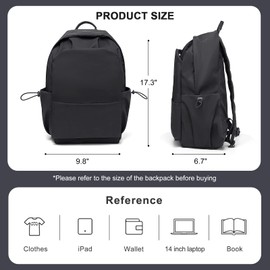 coofay Black Carry on Backpack For Women Men Waterproof College Gym Backpack Lightweight Small Travel Backpack Rucksack Casual Daypack Laptop Backpacks Hiking Backpack