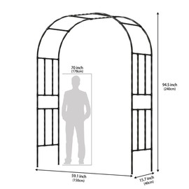 Twira Garden Arch Trellis, 7.9FT(240cm) Metal Garden Arbor Trellis for Climbing Plants Outdoor, Large Wedding Arch for Ceremony, Black Archway Trellises Decoration for Lawn, Patio, Backyard