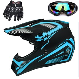 Adult 4 Wheeler Helmet, Off-Road Helmet, Motocross Helmet DOT Certification Comfortable and Breathable Full Helmets for Locomotives Used in All Seasons,Sky Blue,S