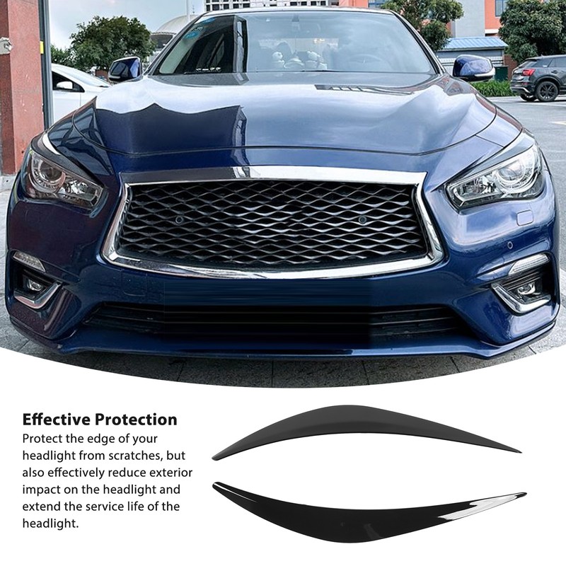 2Pcs Headlight Eyebrow Left Right Fade Proof Front Headlight Eyelid