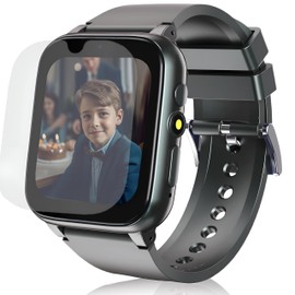 iCHOMKE Smart Watch for Kids, Girls Boys Smartwatch with 26 Games Camera Video Recorder and Player, Pedometer Calendar Flashlight, Audio Book etc., Gifts for 4-12 Years Children (Black)