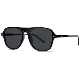 VANLINKER Retro Polarized Square Sunglasses for Women Men Vintage 70s Trendy Aviator Sun Glasses VL9789 Black/Grey