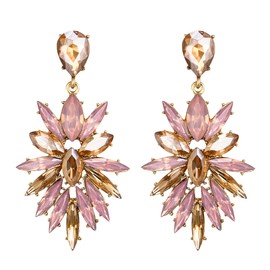 Clearine Costume Ball Jewellery Instruction Green Blue Champagne Marquise Rhinestone Crystal Cluster Chandelier Dangle Earrings for Women, Crystal