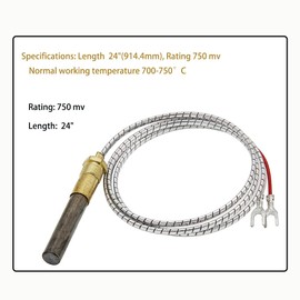24" Thermopile Generators 750mv Thermopile Q313A for Gas Water Heater/Fireplace/Gas Fryer/Oven, Temperature Resistance Cluster Thermocouple for Fireplace&Stove Accessories (24" Aluminum, Glass Fiber)